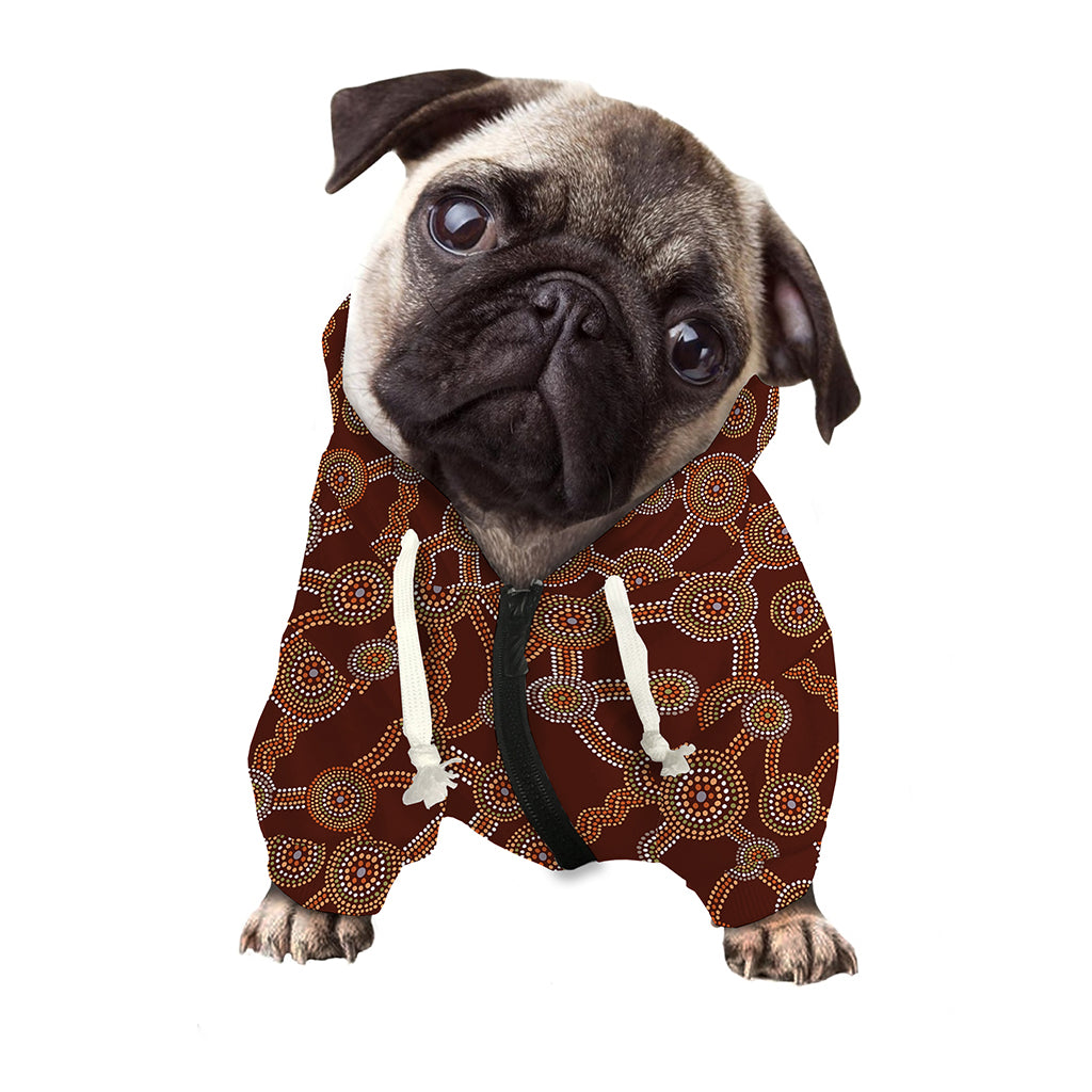 Aboriginal Indigenous Dot Pattern Print Dog Zip Up Hoodie