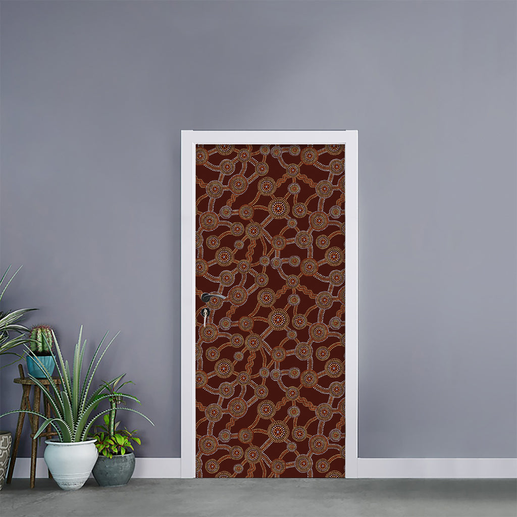 Aboriginal Indigenous Dot Pattern Print Door Sticker