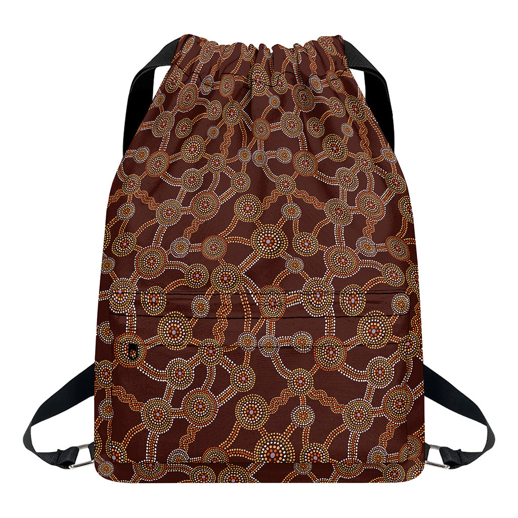 Aboriginal Indigenous Dot Pattern Print Drawstring Backpack
