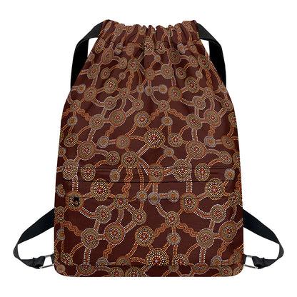 Aboriginal Indigenous Dot Pattern Print Drawstring Backpack
