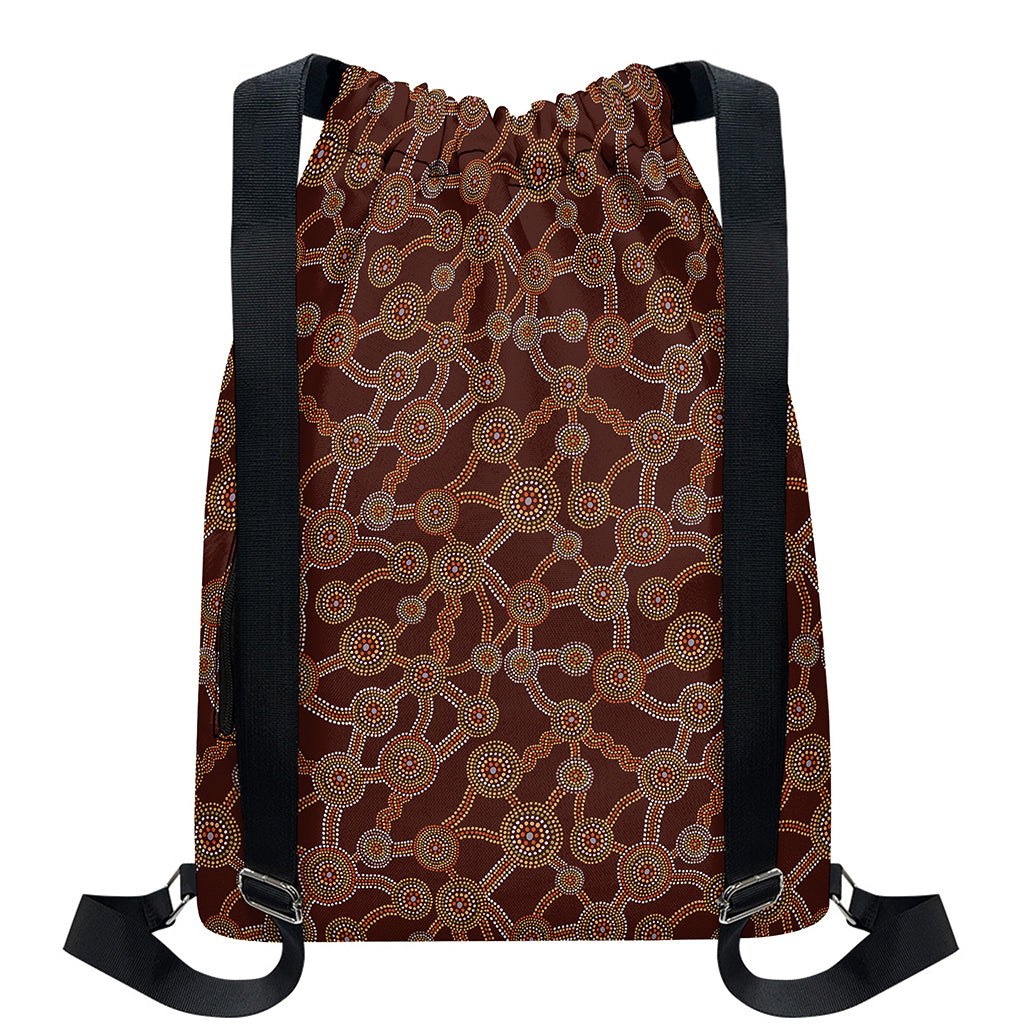 Aboriginal Indigenous Dot Pattern Print Drawstring Backpack