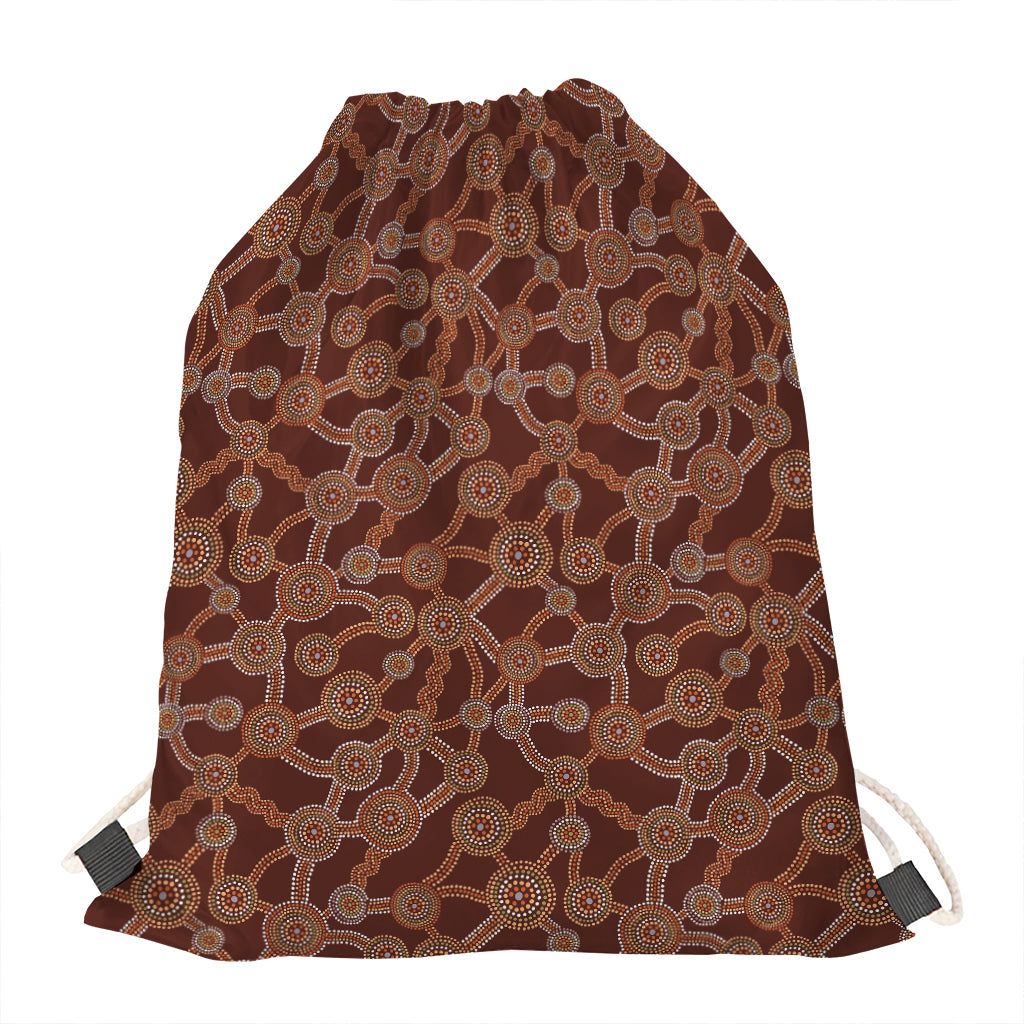 Aboriginal Indigenous Dot Pattern Print Drawstring Bag
