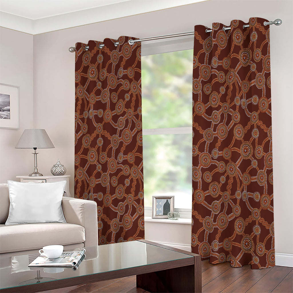 Aboriginal Indigenous Dot Pattern Print Extra Wide Grommet Curtains