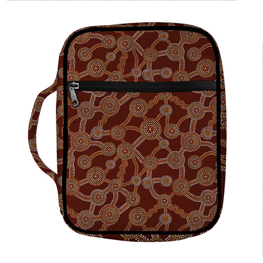 Aboriginal Indigenous Dot Pattern Print Front Pocket Bible Bag