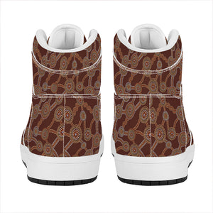 Aboriginal Indigenous Dot Pattern Print High Top Leather Sneakers