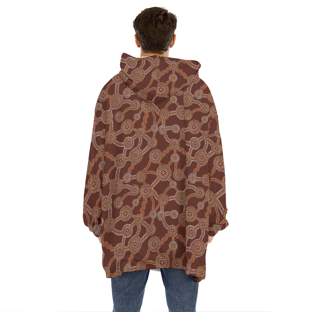 Aboriginal Indigenous Dot Pattern Print Hoodie Blanket