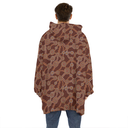 Aboriginal Indigenous Dot Pattern Print Hoodie Blanket