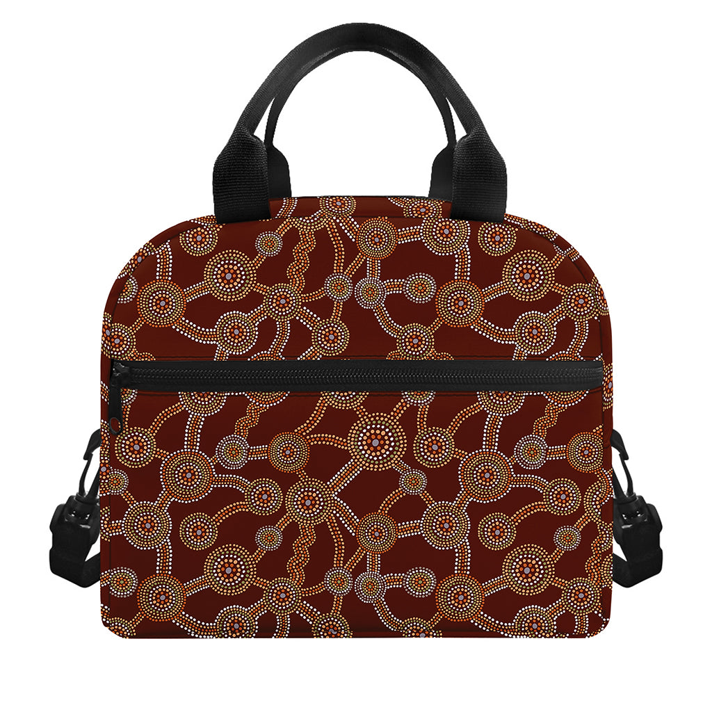 Aboriginal Indigenous Dot Pattern Print Insulated Lunch Bag