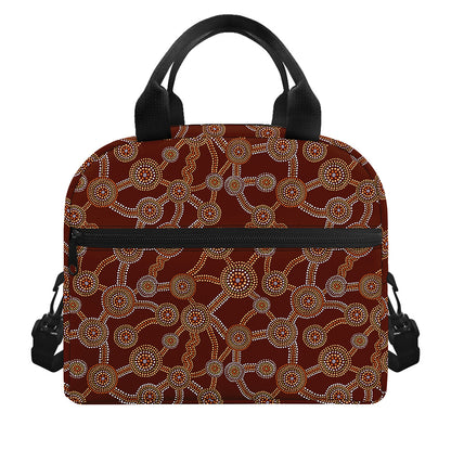 Aboriginal Indigenous Dot Pattern Print Insulated Lunch Bag
