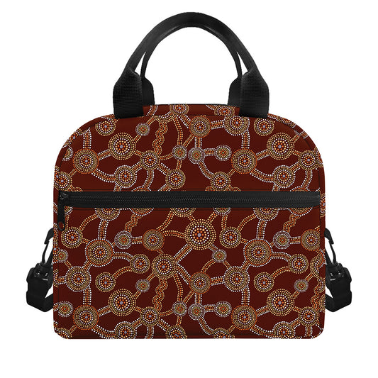 Aboriginal Indigenous Dot Pattern Print Insulated Lunch Bag