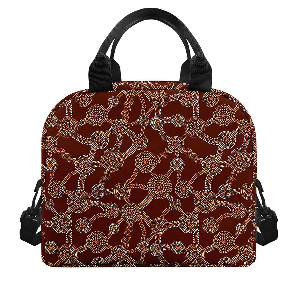 Aboriginal Indigenous Dot Pattern Print Insulated Lunch Bag