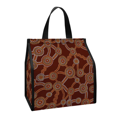 Aboriginal Indigenous Dot Pattern Print Insulated Lunch Tote