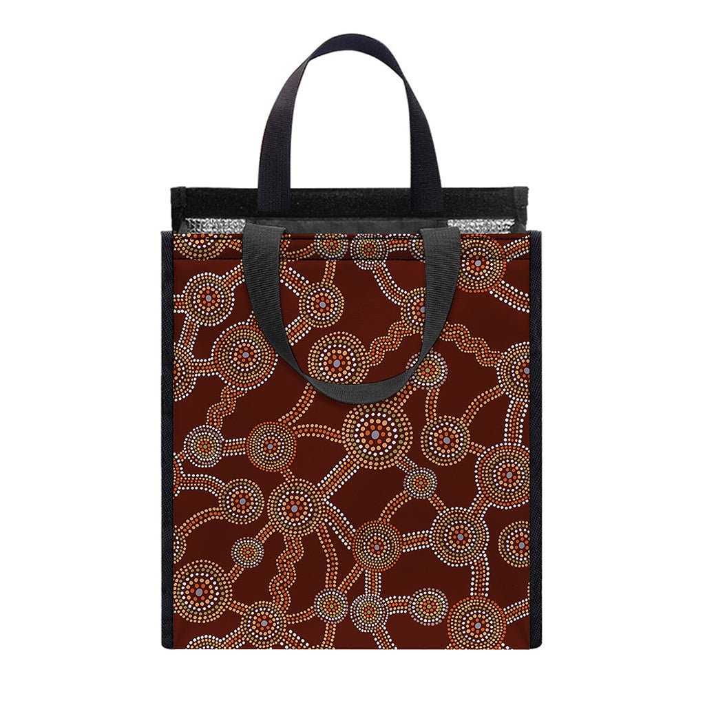 Aboriginal Indigenous Dot Pattern Print Insulated Lunch Tote