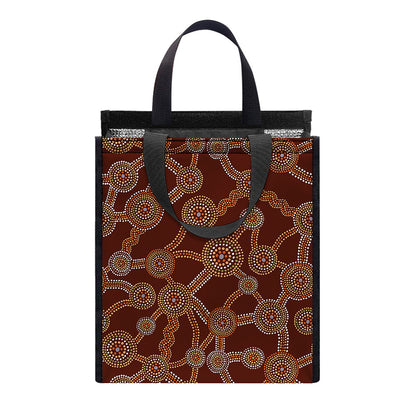 Aboriginal Indigenous Dot Pattern Print Insulated Lunch Tote