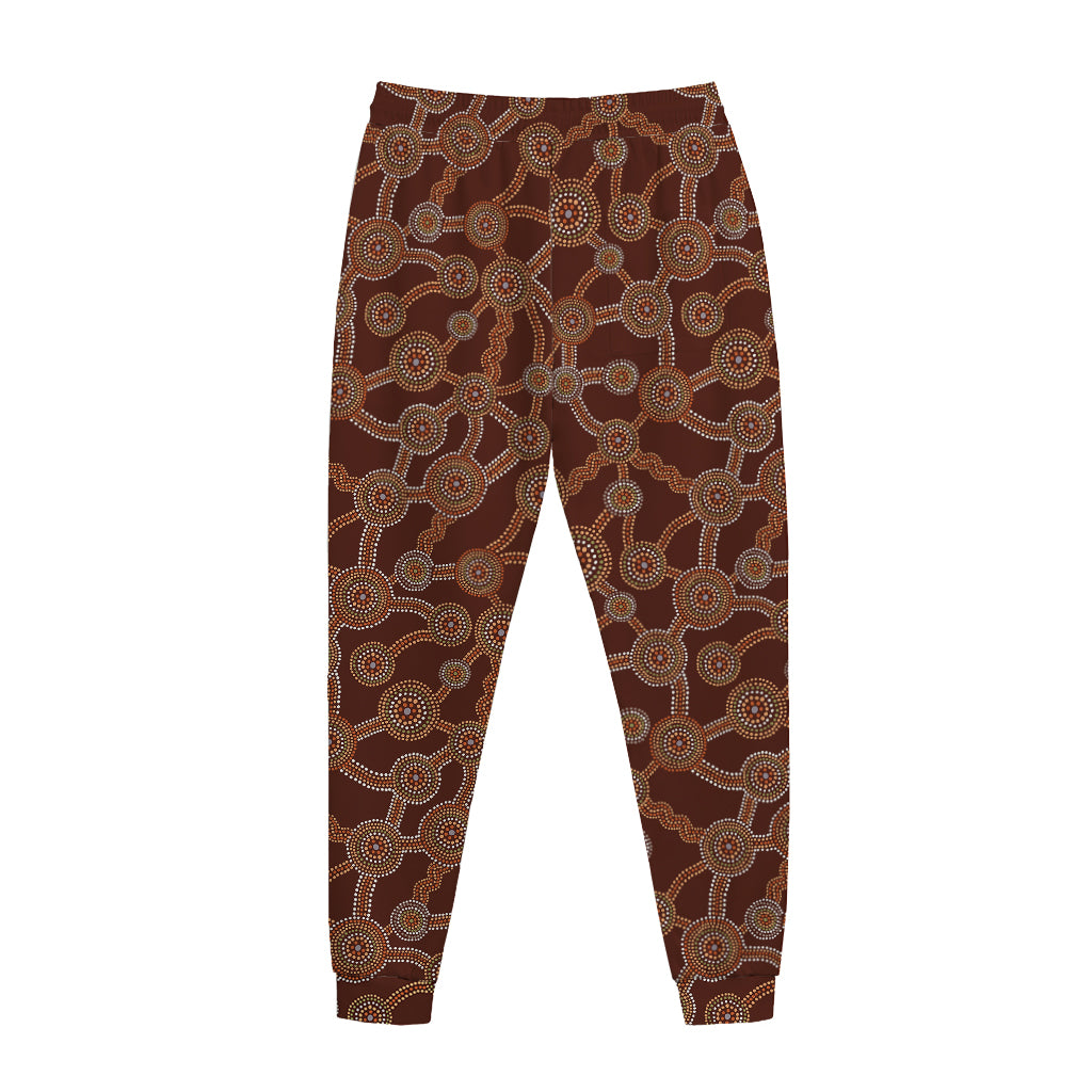 Aboriginal Indigenous Dot Pattern Print Jogger Pants