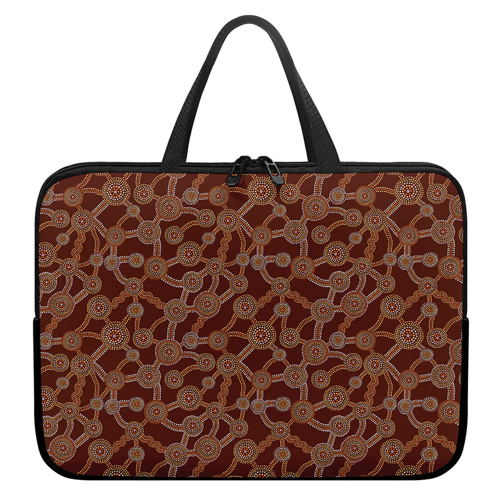 Aboriginal Indigenous Dot Pattern Print Laptop Sleeve With Handle