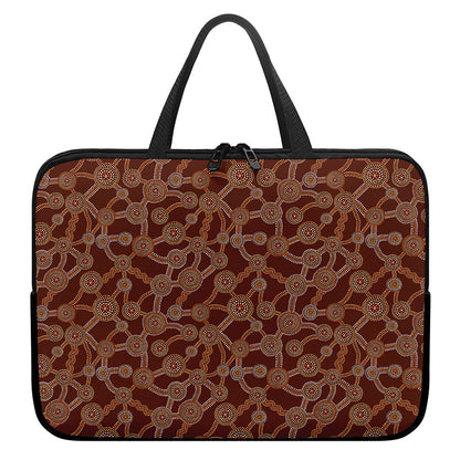 Aboriginal Indigenous Dot Pattern Print Laptop Sleeve With Handle