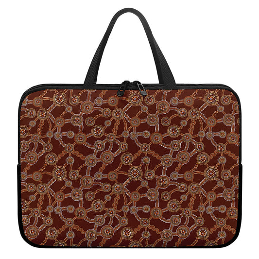 Aboriginal Indigenous Dot Pattern Print Laptop Sleeve With Handle