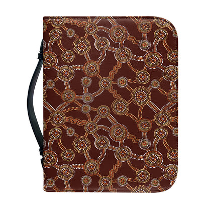 Aboriginal Indigenous Dot Pattern Print Leather Bible Cover