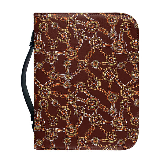 Aboriginal Indigenous Dot Pattern Print Leather Bible Cover
