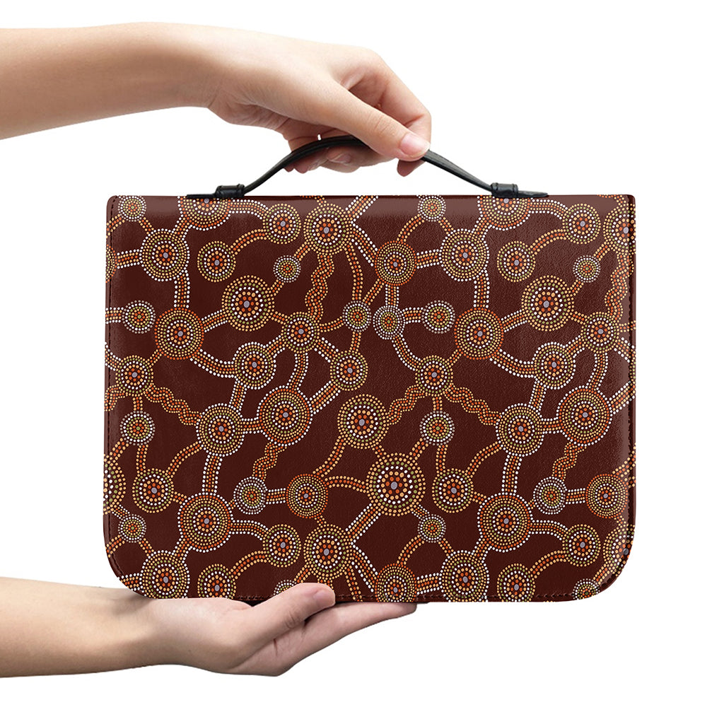 Aboriginal Indigenous Dot Pattern Print Leather Bible Cover