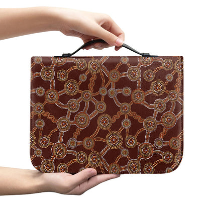 Aboriginal Indigenous Dot Pattern Print Leather Bible Cover