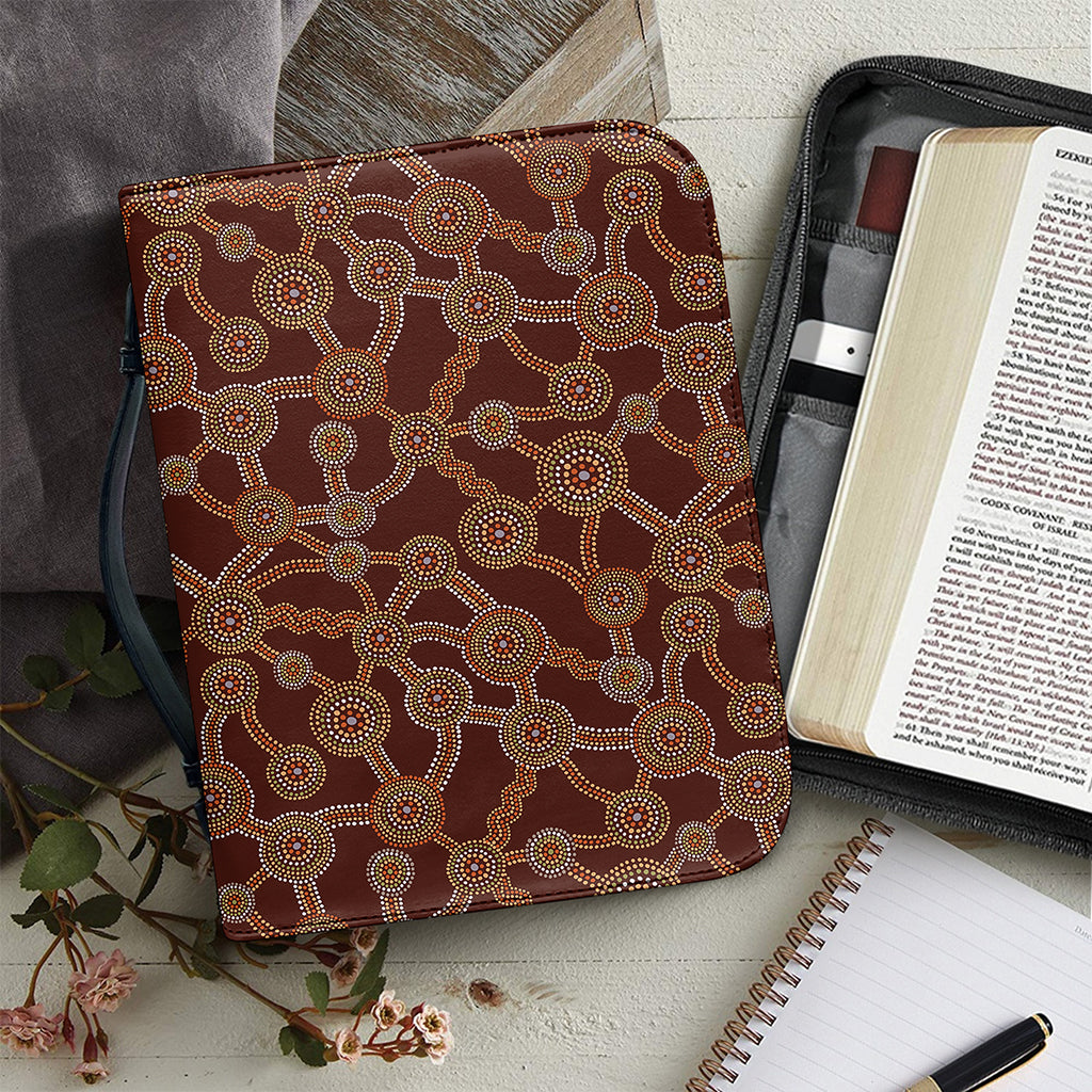 Aboriginal Indigenous Dot Pattern Print Leather Bible Cover