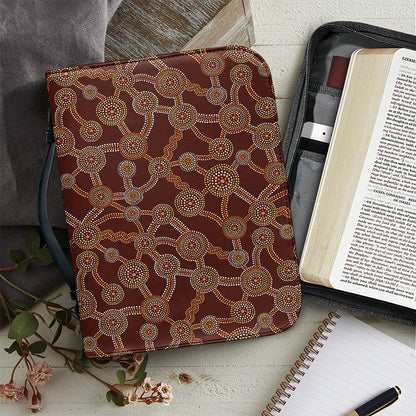 Aboriginal Indigenous Dot Pattern Print Leather Bible Cover