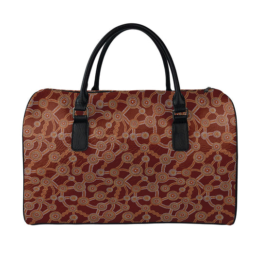 Aboriginal Indigenous Dot Pattern Print Leather Duffle Bag