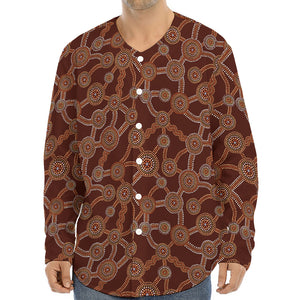 Aboriginal Indigenous Dot Pattern Print Long Sleeve Baseball Jersey