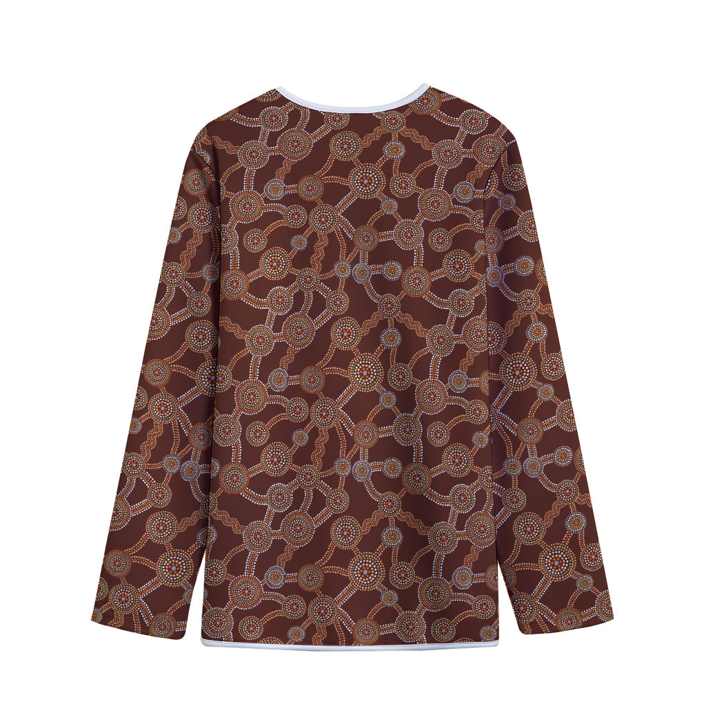 Aboriginal Indigenous Dot Pattern Print Long Sleeve Short Coat