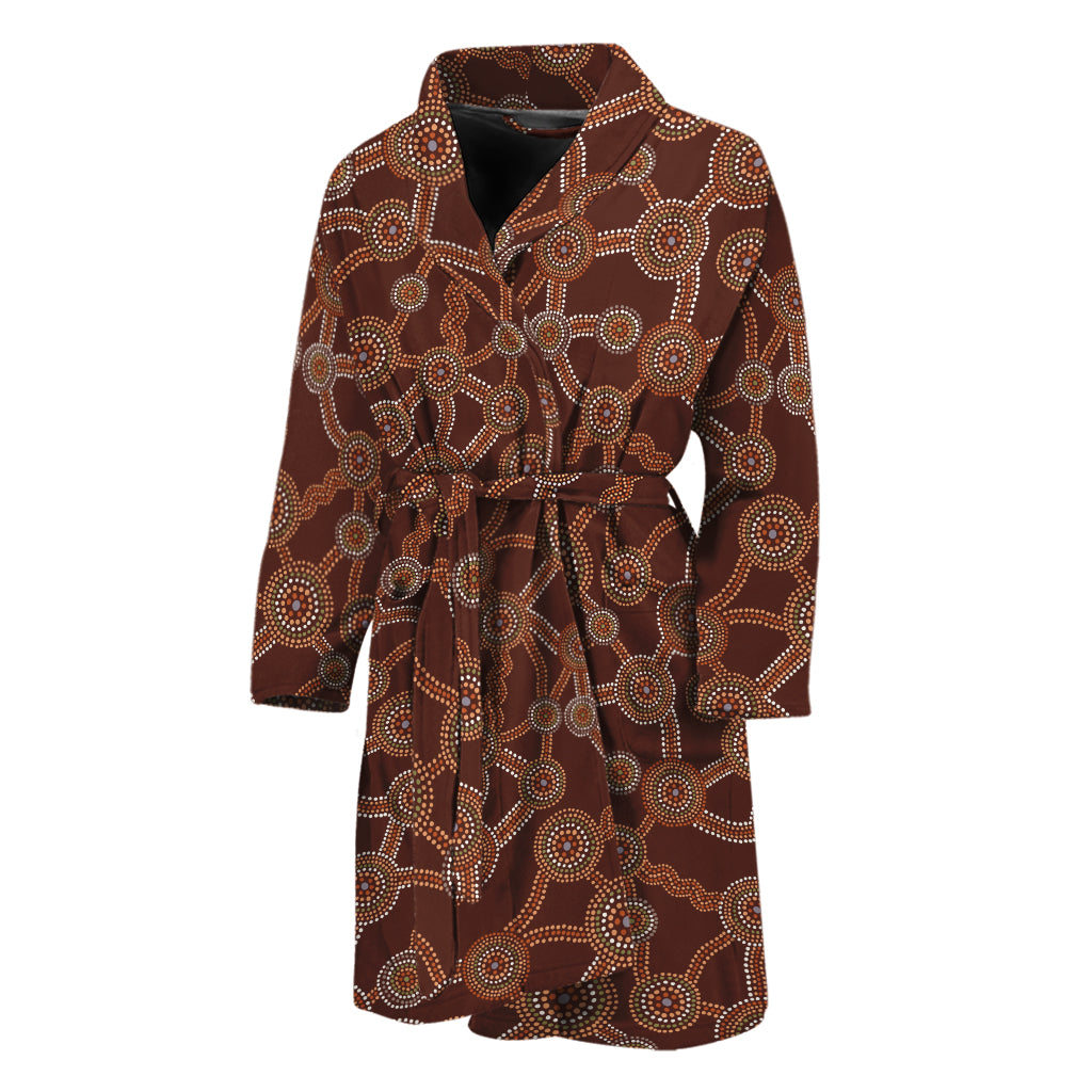 Aboriginal Indigenous Dot Pattern Print Men's Bathrobe