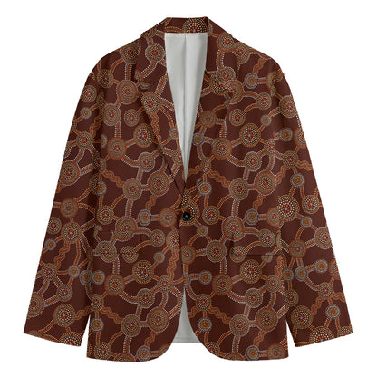 Aboriginal Indigenous Dot Pattern Print Men's Blazer