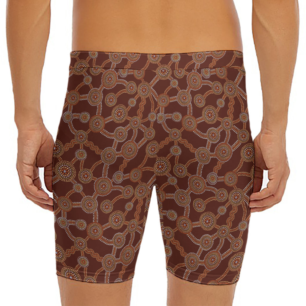 Aboriginal Indigenous Dot Pattern Print Men's Long Boxer Briefs