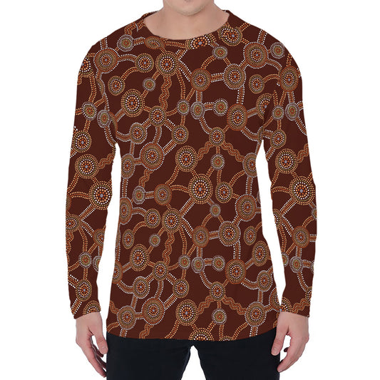 Aboriginal Indigenous Dot Pattern Print Men's Long Sleeve T-Shirt