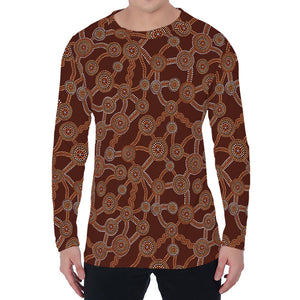 Aboriginal Indigenous Dot Pattern Print Men's Long Sleeve T-Shirt