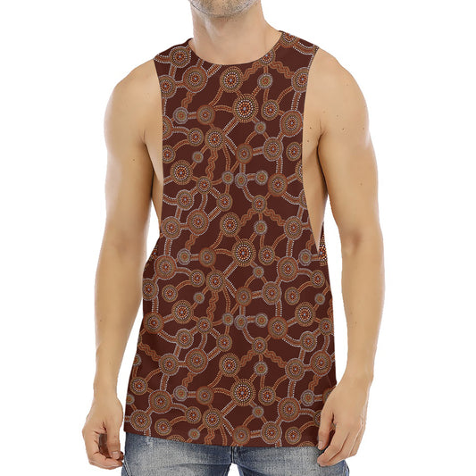 Aboriginal Indigenous Dot Pattern Print Men's Muscle Tank Top