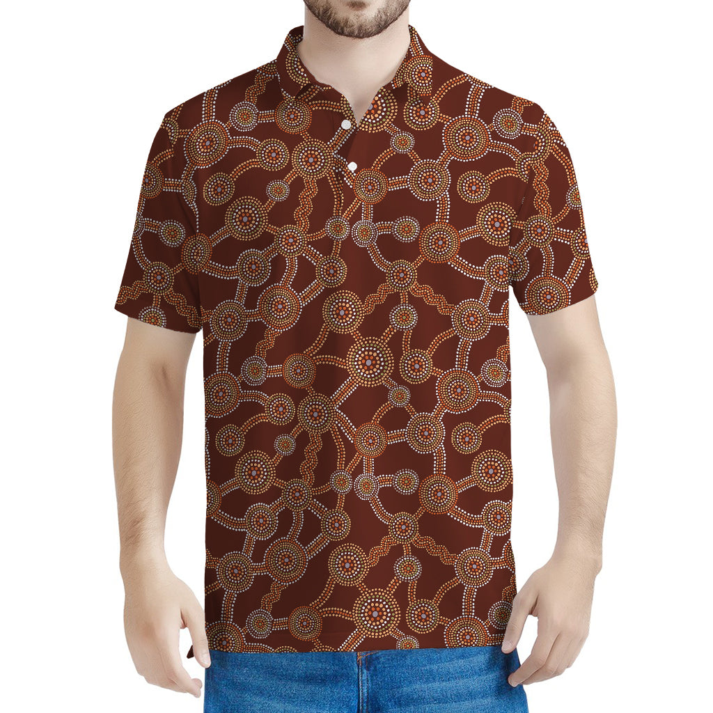 Aboriginal Indigenous Dot Pattern Print Men's Polo Shirt