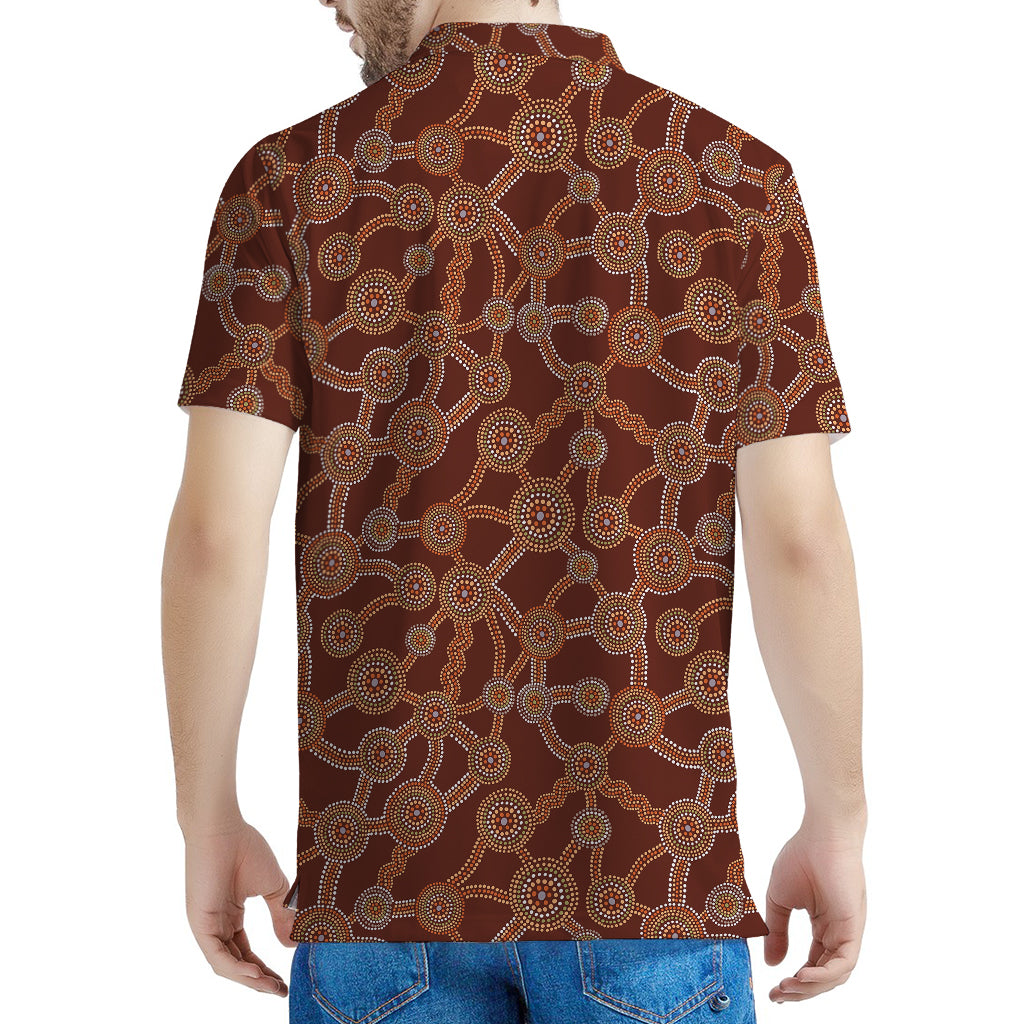 Aboriginal Indigenous Dot Pattern Print Men's Polo Shirt