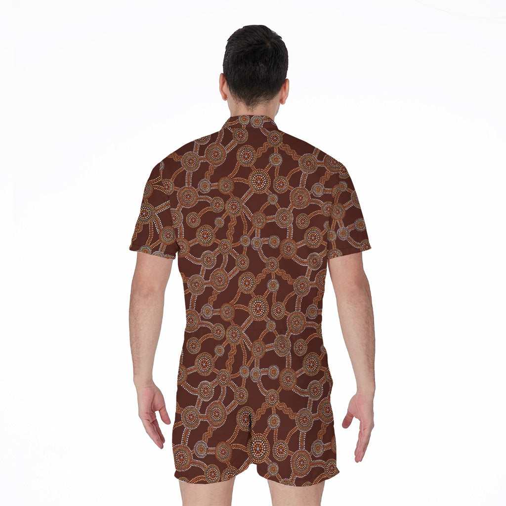 Aboriginal Indigenous Dot Pattern Print Men's Rompers