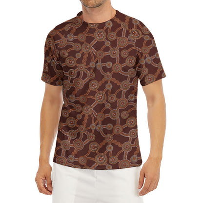 Aboriginal Indigenous Dot Pattern Print Men's Short Sleeve Rash Guard