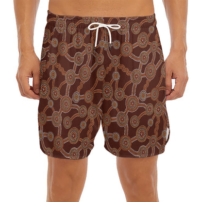 Aboriginal Indigenous Dot Pattern Print Men's Split Running Shorts
