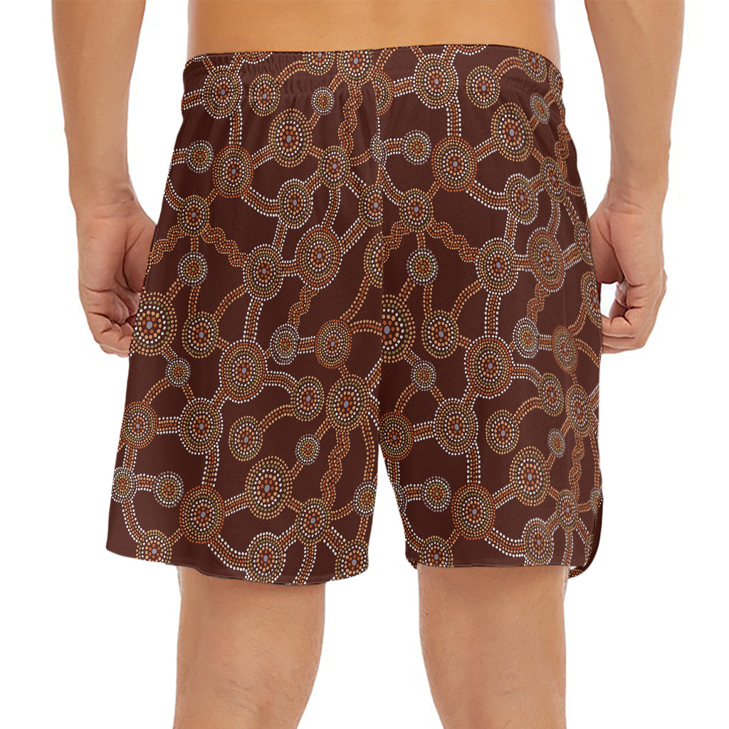 Aboriginal Indigenous Dot Pattern Print Men's Split Running Shorts