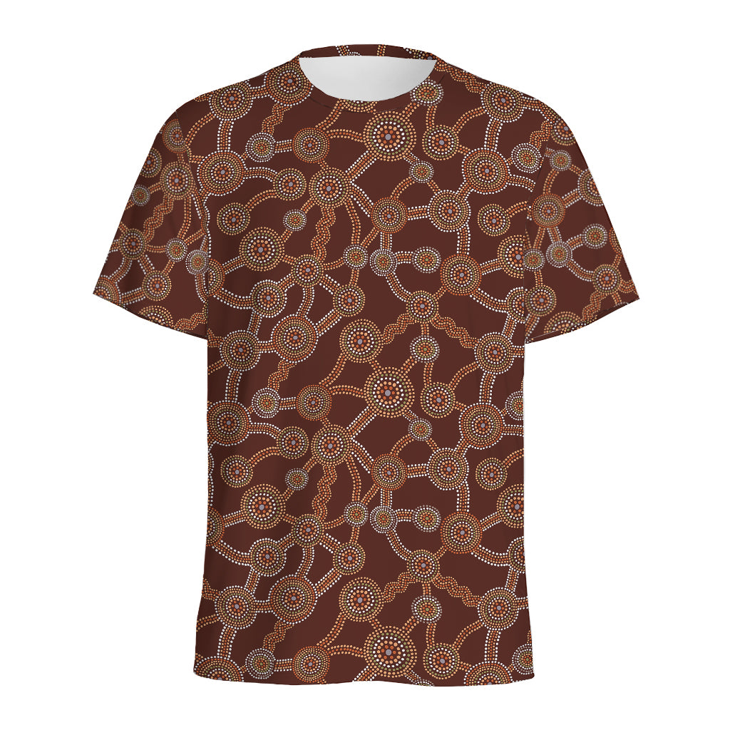 Aboriginal Indigenous Dot Pattern Print Men's Sports T-Shirt