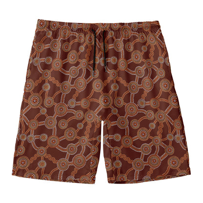 Aboriginal Indigenous Dot Pattern Print Men's Swim Trunks