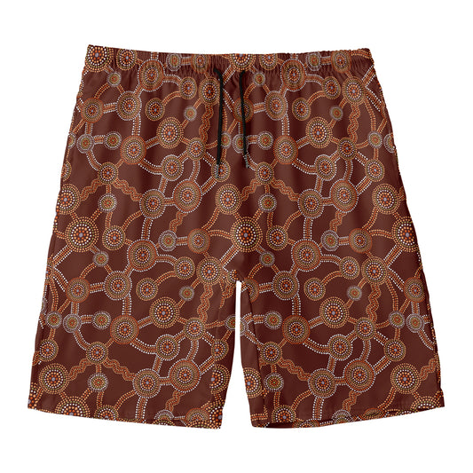 Aboriginal Indigenous Dot Pattern Print Men's Swim Trunks