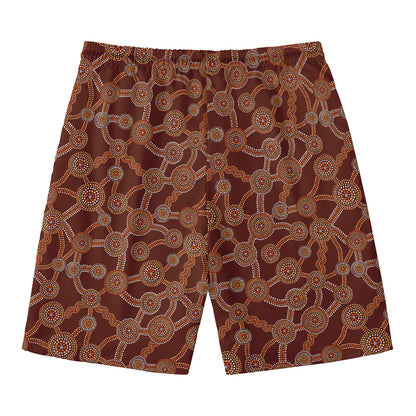 Aboriginal Indigenous Dot Pattern Print Men's Swim Trunks
