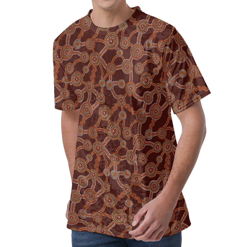 Aboriginal Indigenous Dot Pattern Print Men's Velvet T-Shirt