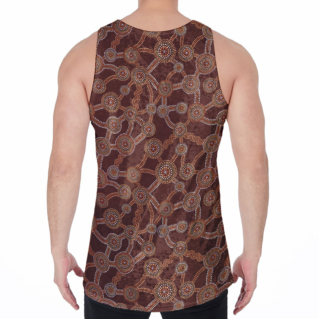 Aboriginal Indigenous Dot Pattern Print Men's Velvet Tank Top