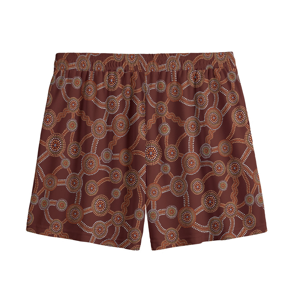 Aboriginal Indigenous Dot Pattern Print Mesh Shorts